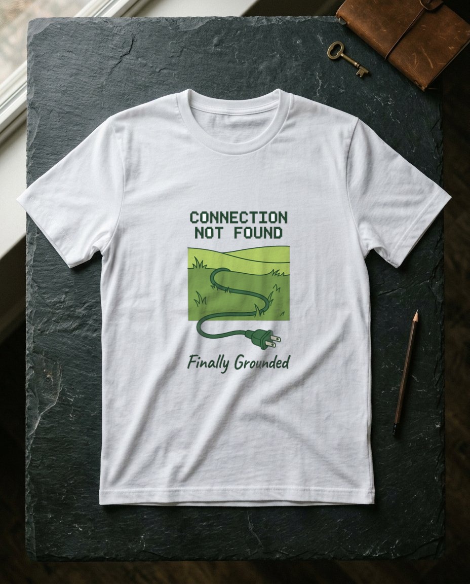 Connection Lost Grassy Hill Tee — lifestyle photo