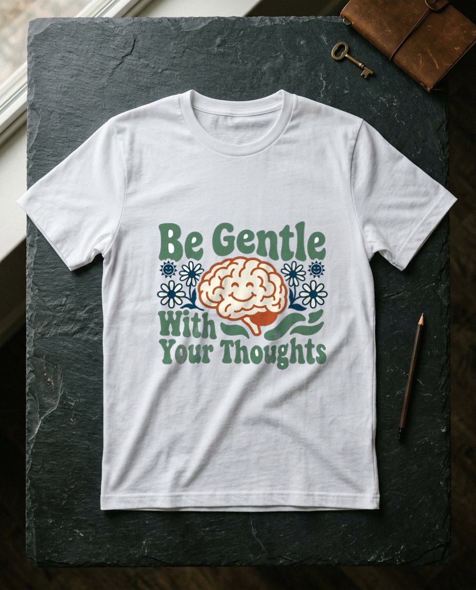 Gentle Thoughts Wavy Brain Mascot — lifestyle photo