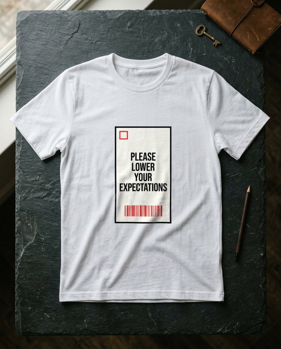 Lower Expectations Receipt Tee — lifestyle photo