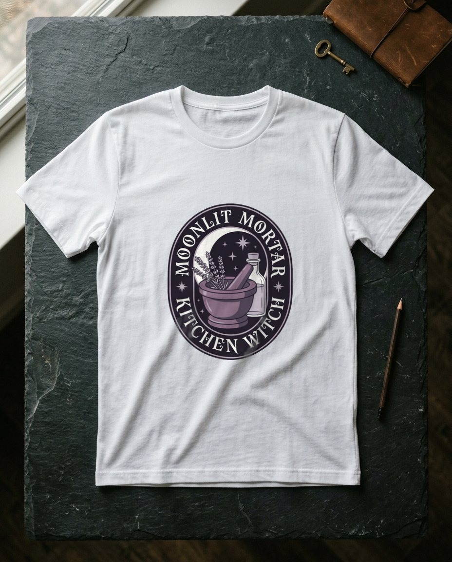 Moonlit Mortar Kitchen Witch — lifestyle photo