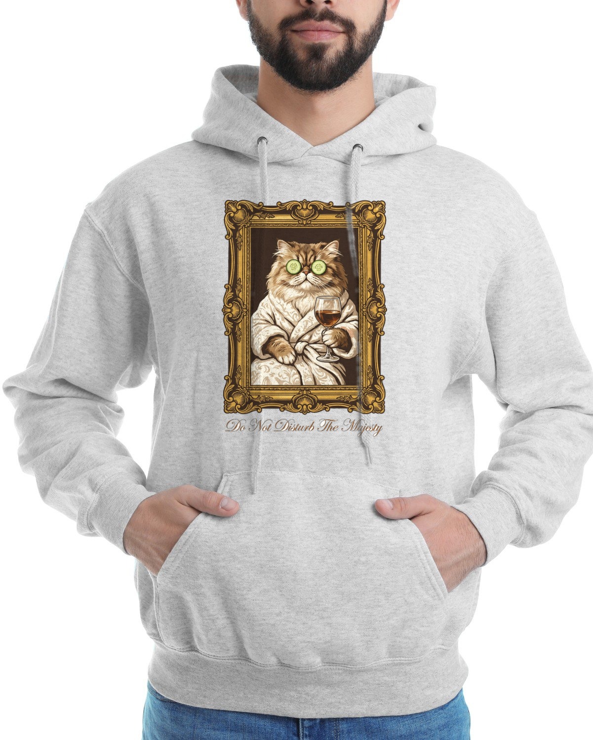 Royal Feline Spa Day Portrait Hoodie — lifestyle photo