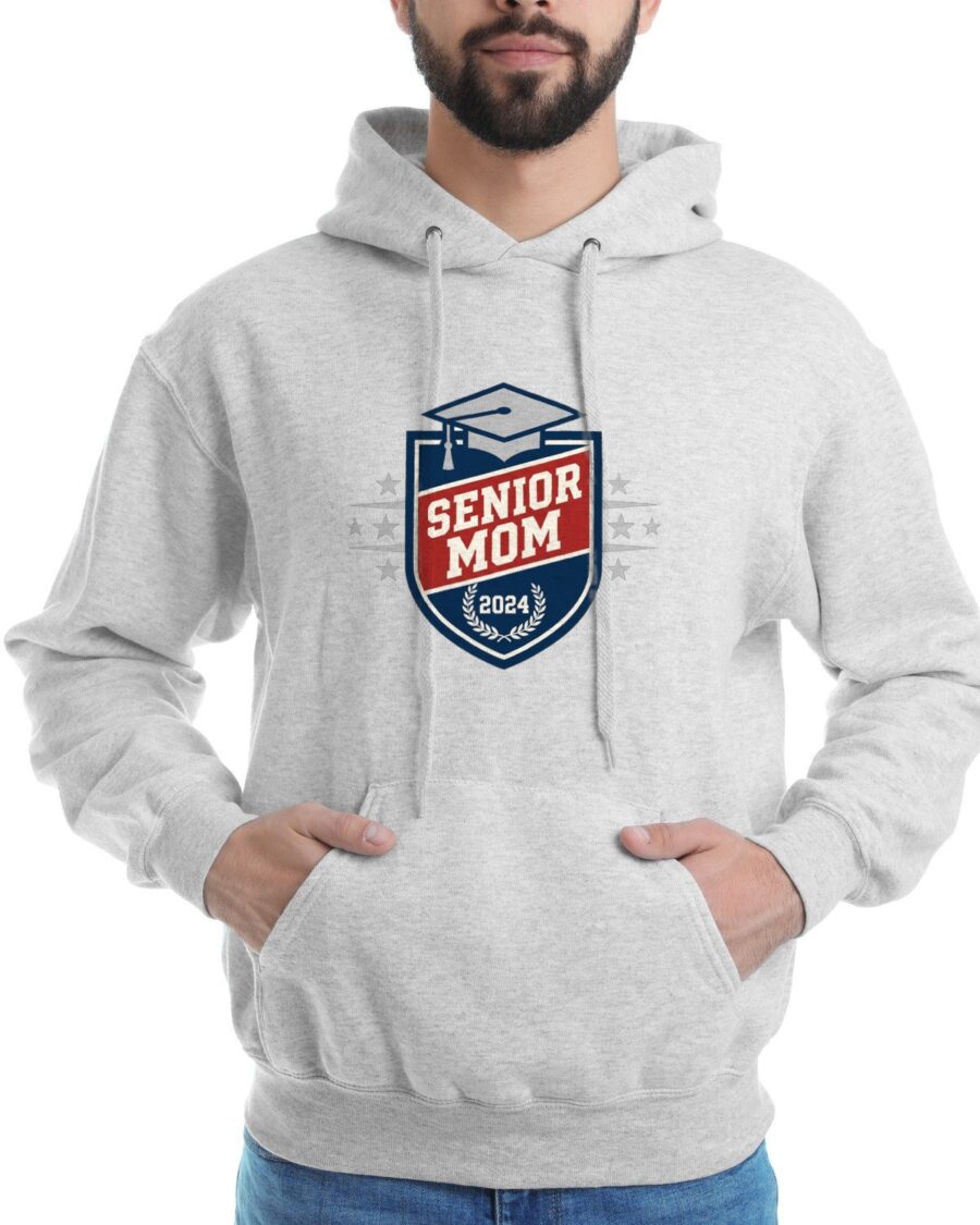 Varsity Crest Senior Mom Edition Hoodie — lifestyle photo