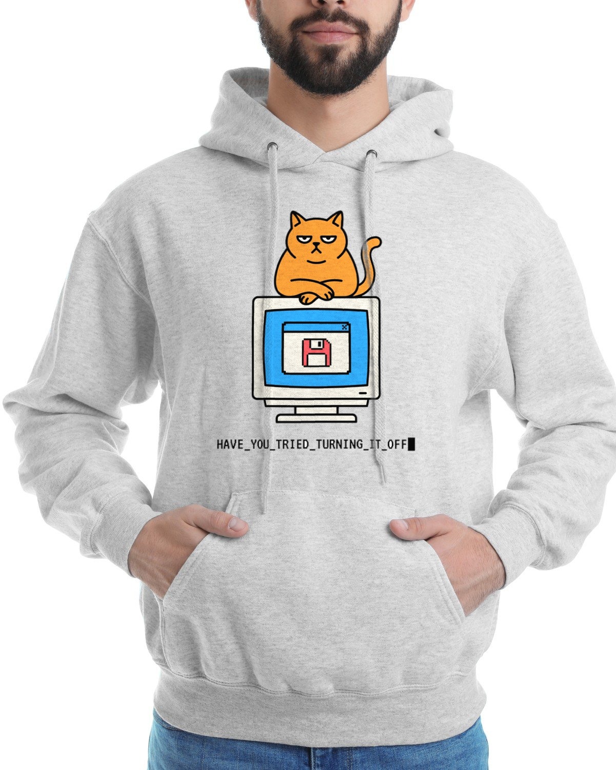 Did You Try Turning It Off Cat Tee Hoodie — lifestyle photo
