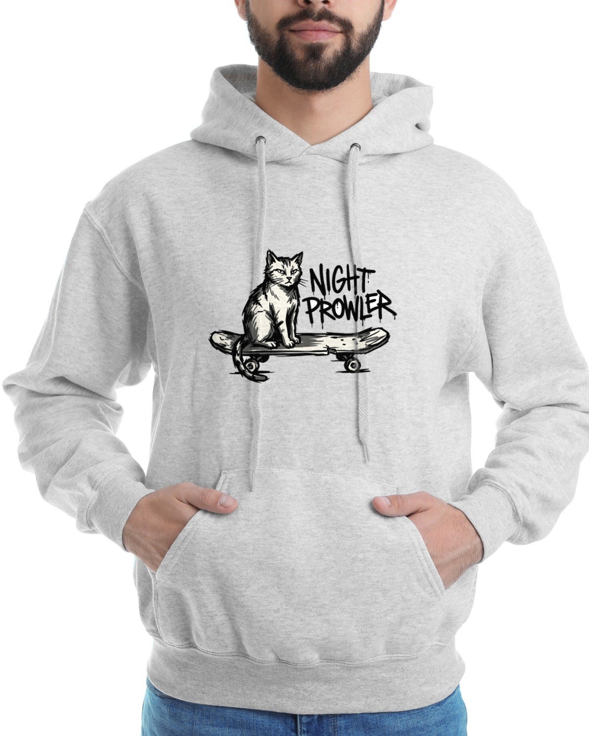 Alleyway Anarchist Graffiti Cat Hoodie — lifestyle photo