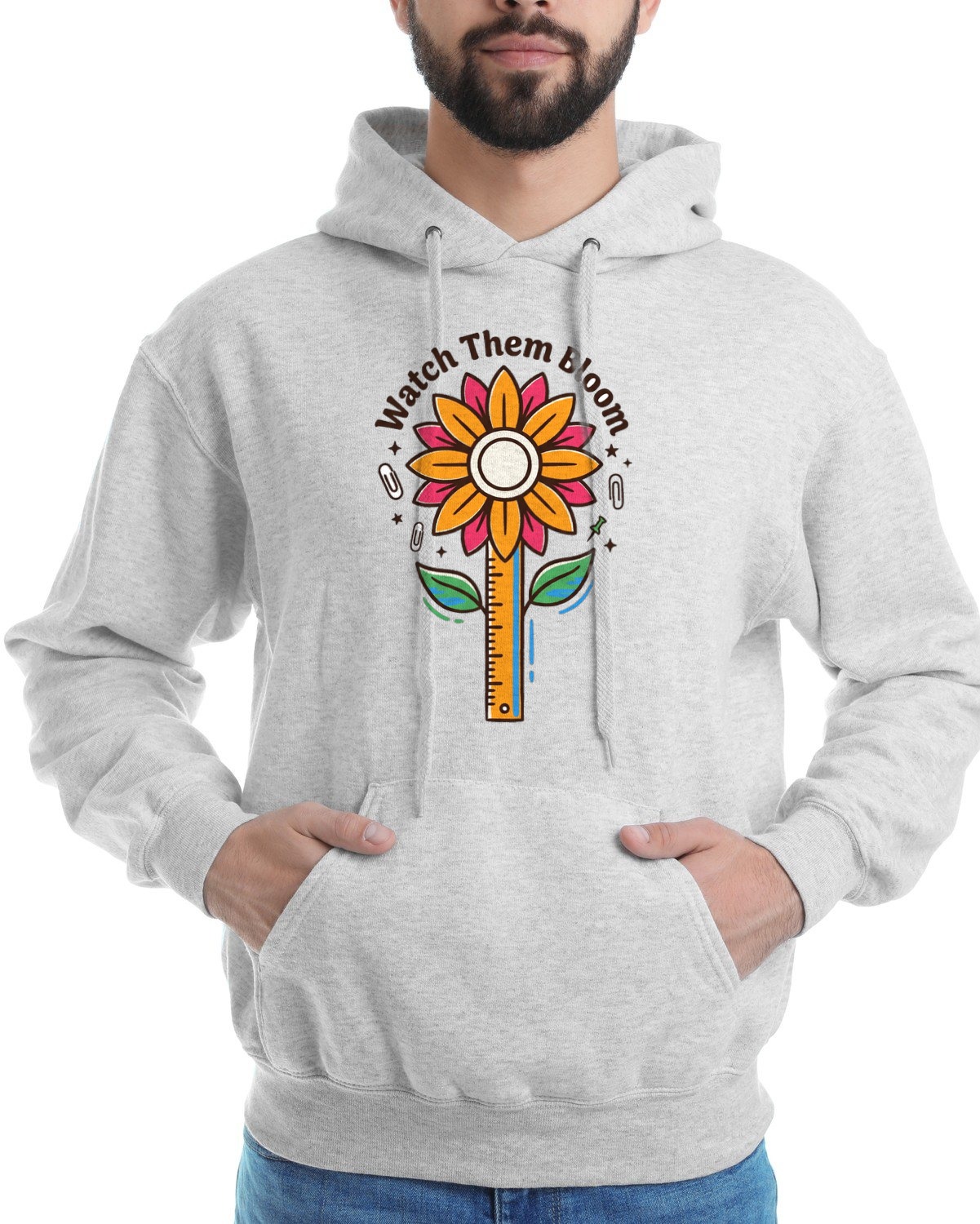 Growing Minds Sunflower Ruler Tee Hoodie — lifestyle photo