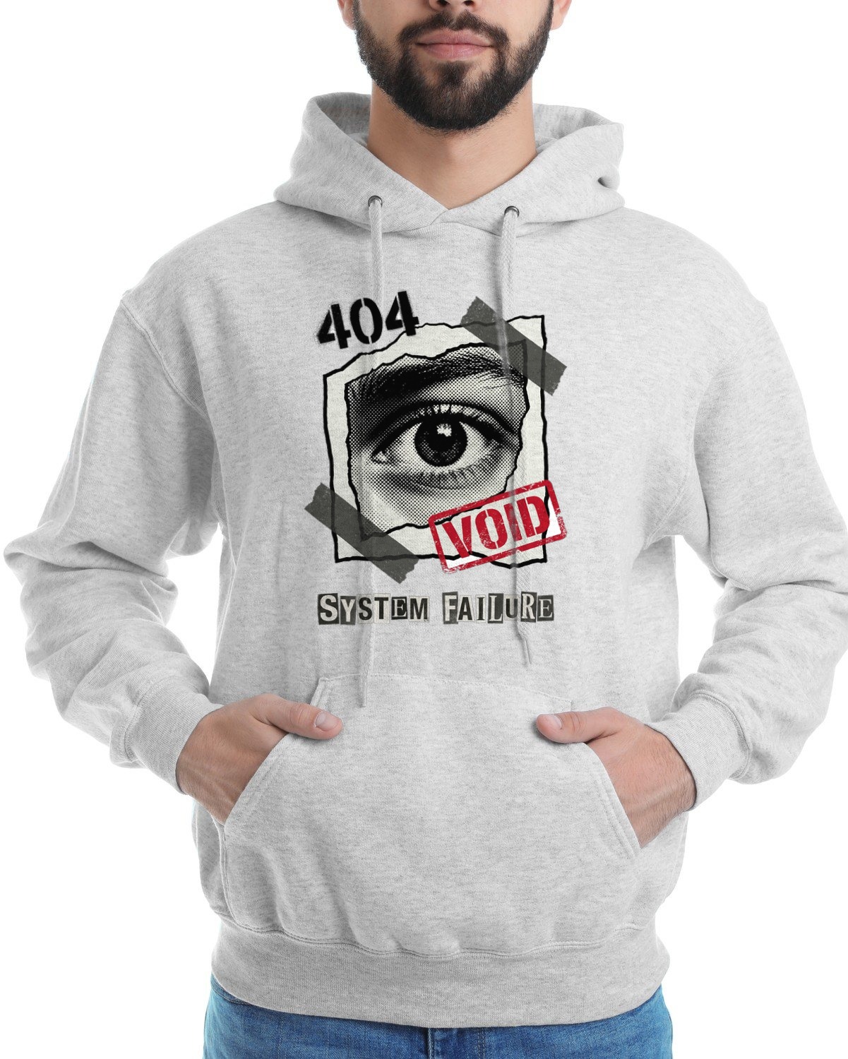 System Failure Halftone Eye Collage Hoodie — lifestyle photo