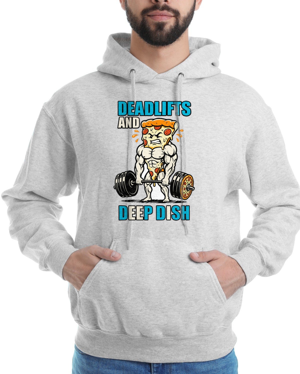 Deadlifts And Deep Dish Pizza Barbell Hoodie — lifestyle photo