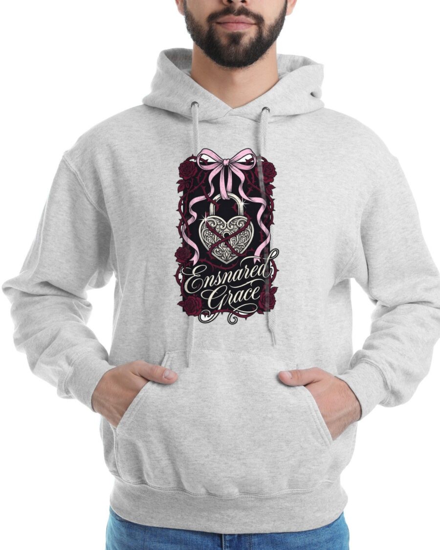 Ensnared Grace Heart Lock Ribbon Hoodie — lifestyle photo