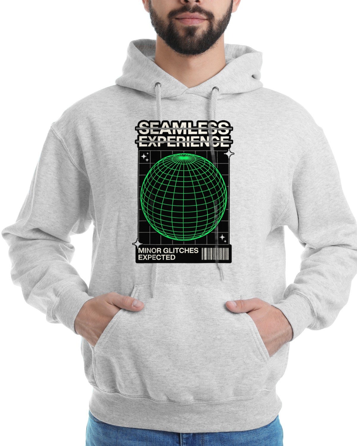Glitch Expected Wireframe Sphere Hoodie — lifestyle photo