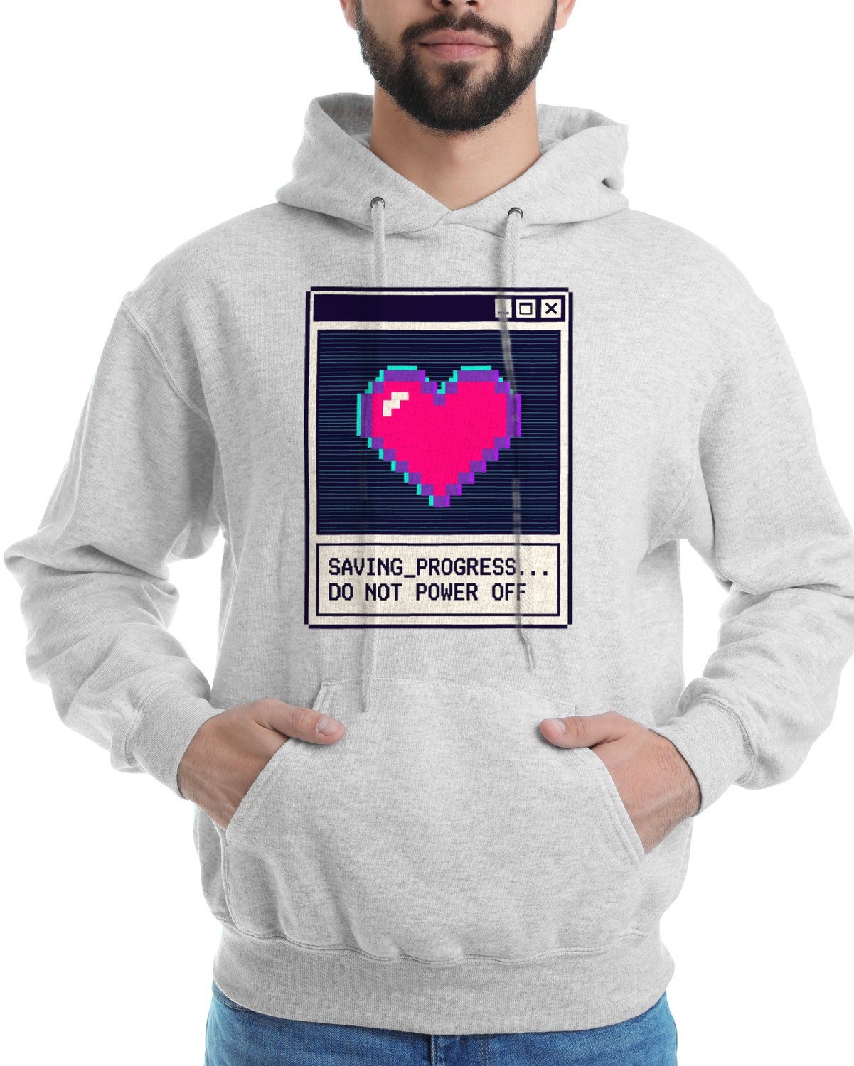 Save Progress Retro Glitch Window Hoodie — lifestyle photo