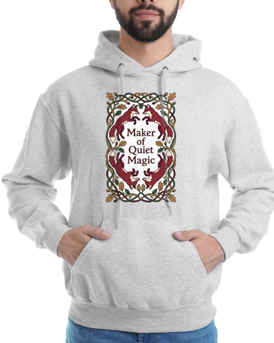 Woven Woods Fox & Flora Tapestry Hoodie — lifestyle photo