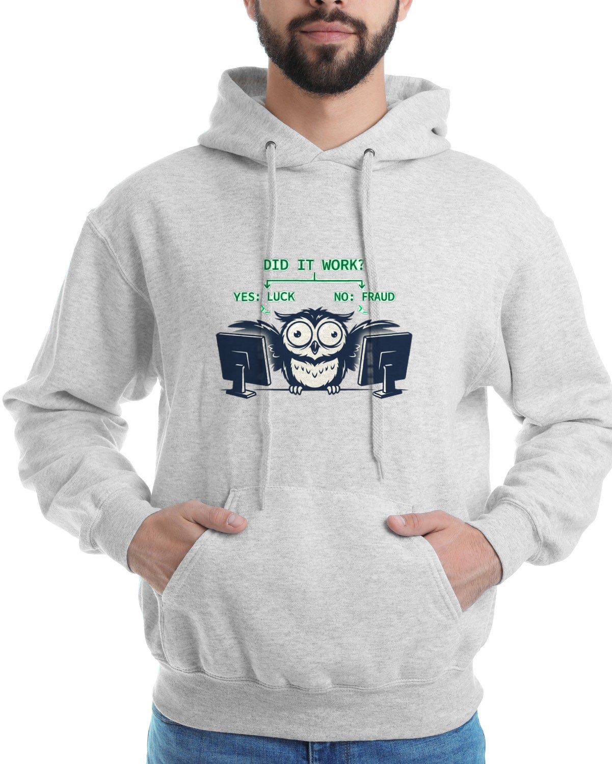 Imposter Syndrome Flowchart Owl Hoodie — lifestyle photo