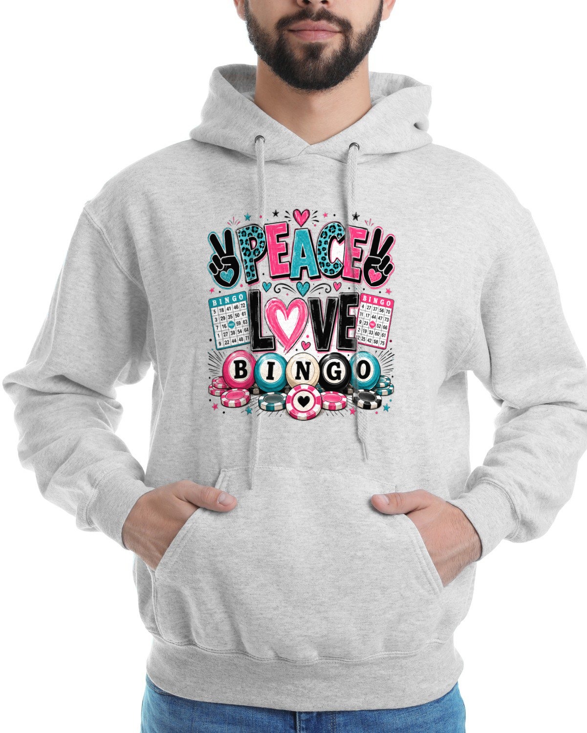 Peace Love Bingo Hoodie — lifestyle photo