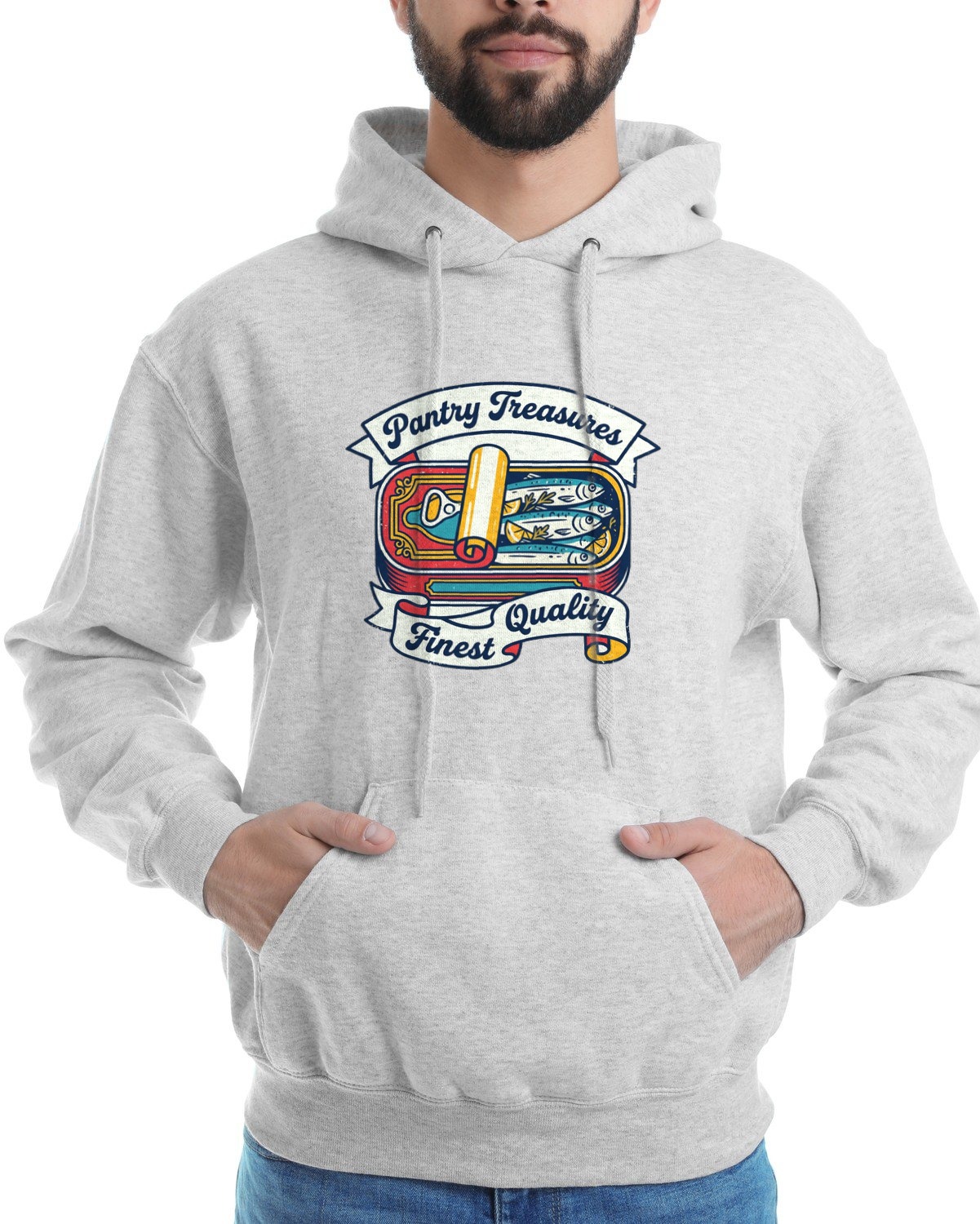 Pantry Treasures Vintage Anchovy Tin Hoodie — lifestyle photo