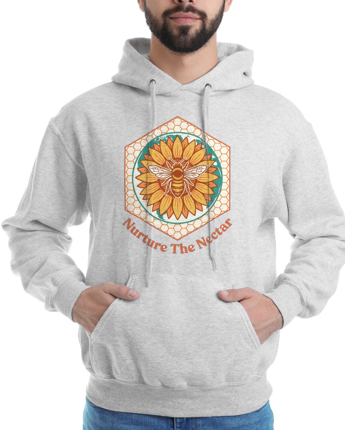 Nurture The Nectar Sunflower Hexagon Hoodie — lifestyle photo