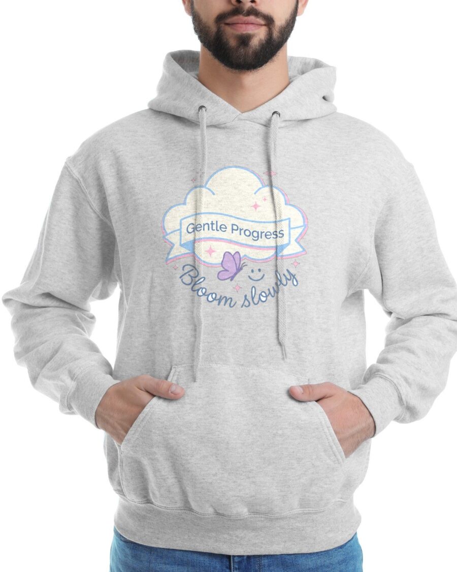 Gentle Progress Butterfly Back Print Hoodie — lifestyle photo