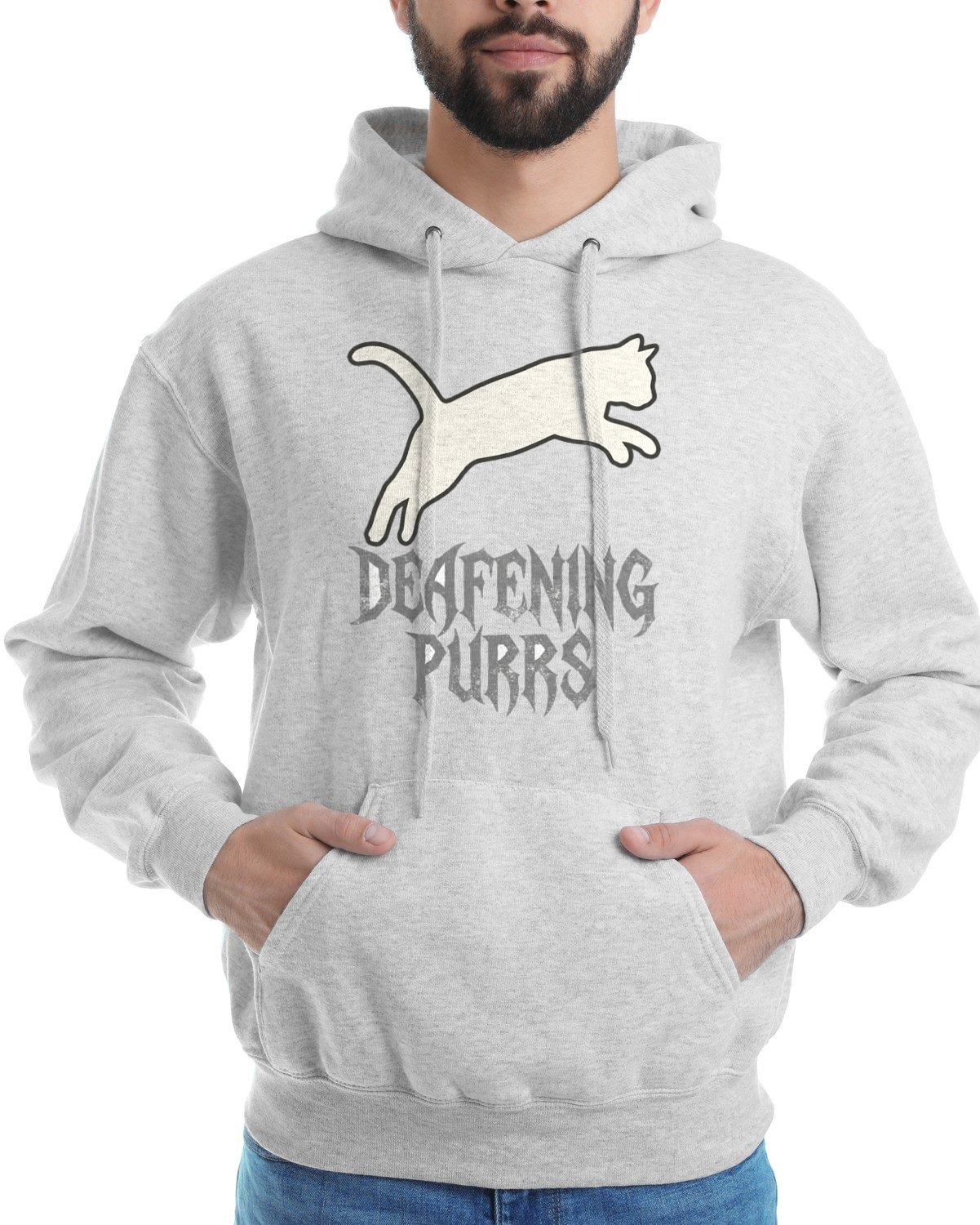 Deafening Purrs Grunge Silhouette Hoodie — lifestyle photo