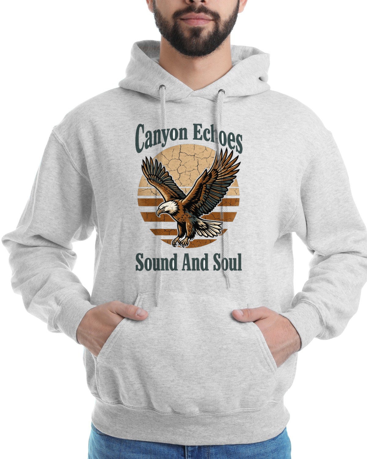 Canyon Echoes Vintage Eagle Crest Hoodie — lifestyle photo