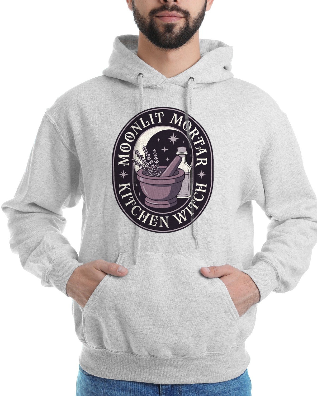 Moonlit Mortar Kitchen Witch Hoodie — lifestyle photo