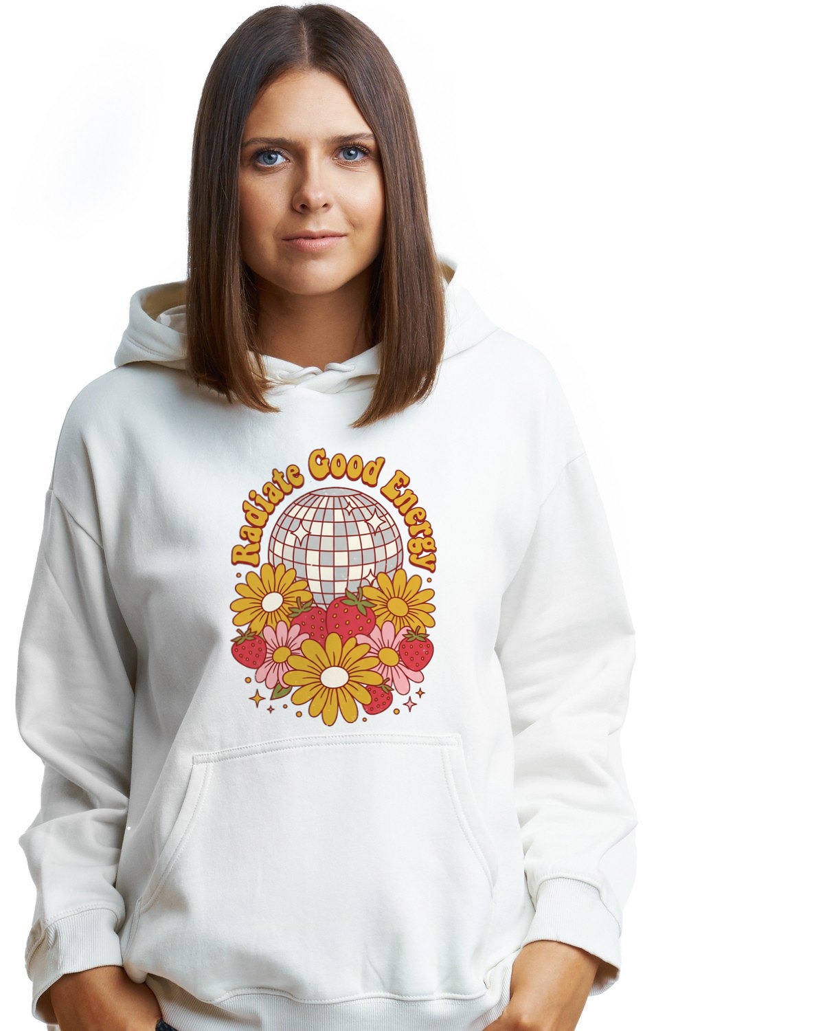Disco Strawberry Floral Groove Hoodie — lifestyle photo