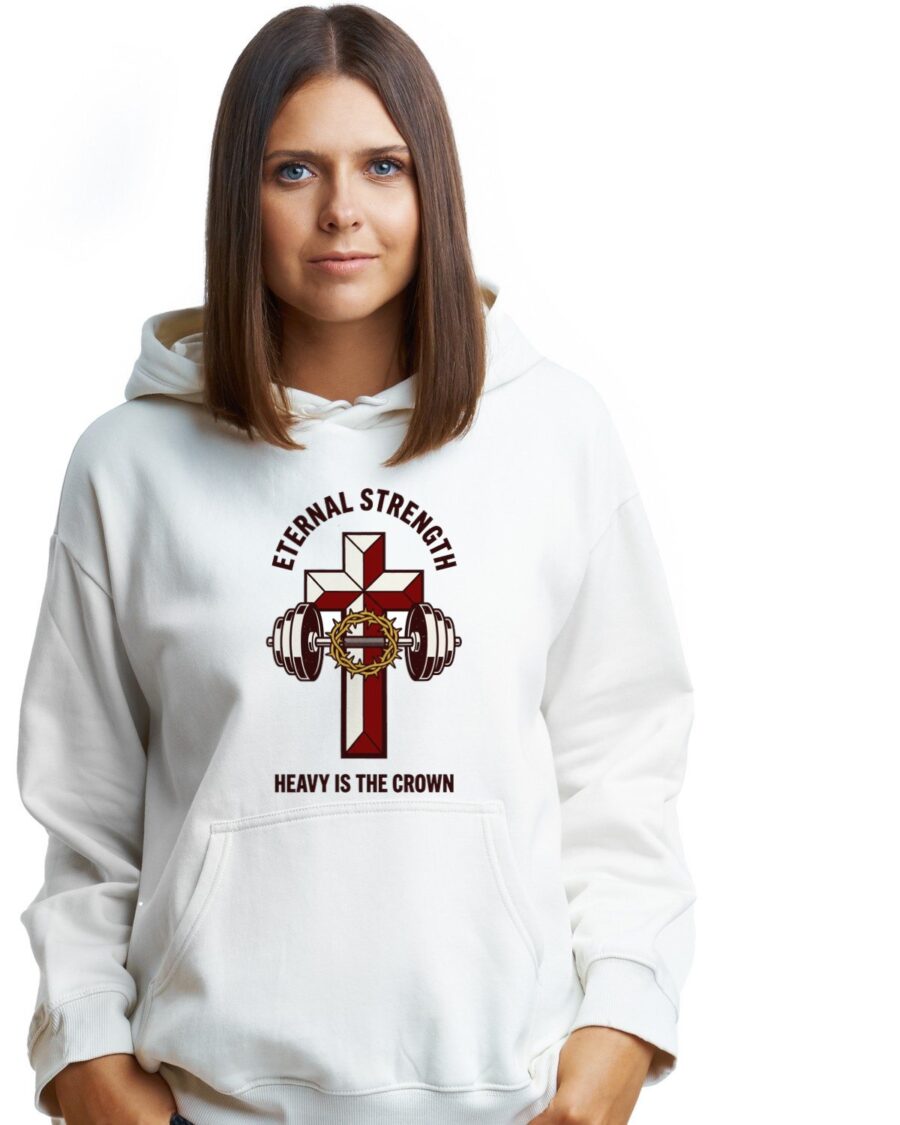 Iron Faith Crown And Barbell Hoodie — lifestyle photo