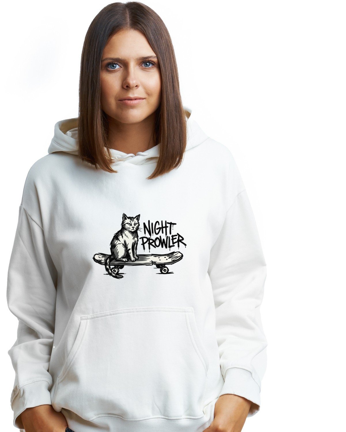 Alleyway Anarchist Graffiti Cat Hoodie — lifestyle photo