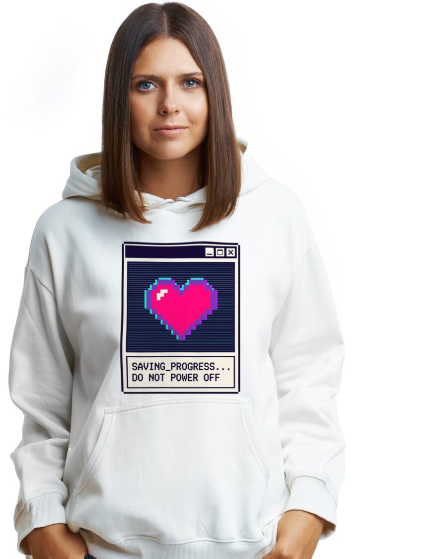 Save Progress Retro Glitch Window Hoodie — lifestyle photo