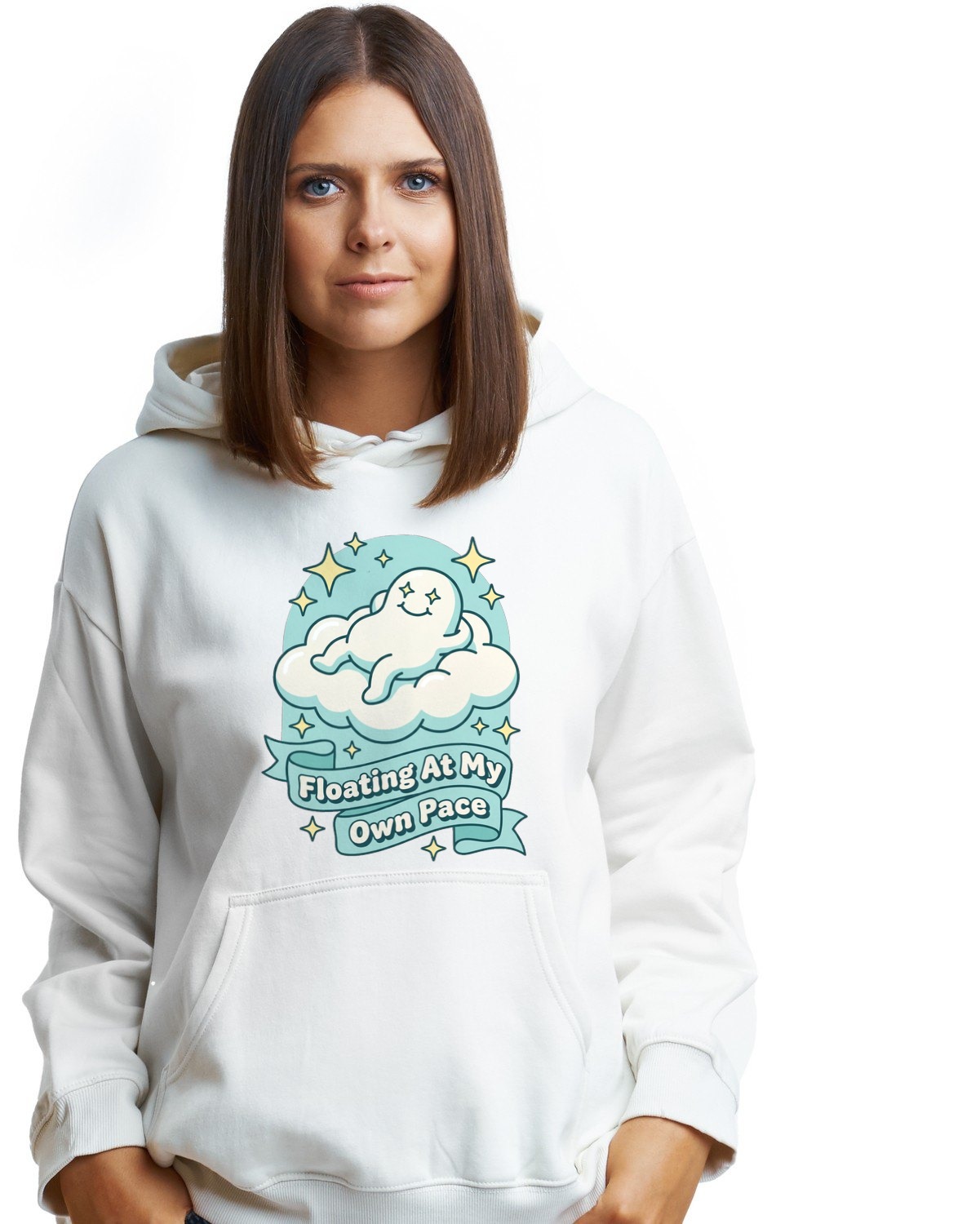 Floating At My Own Pace Blob Cloud Hoodie — lifestyle photo