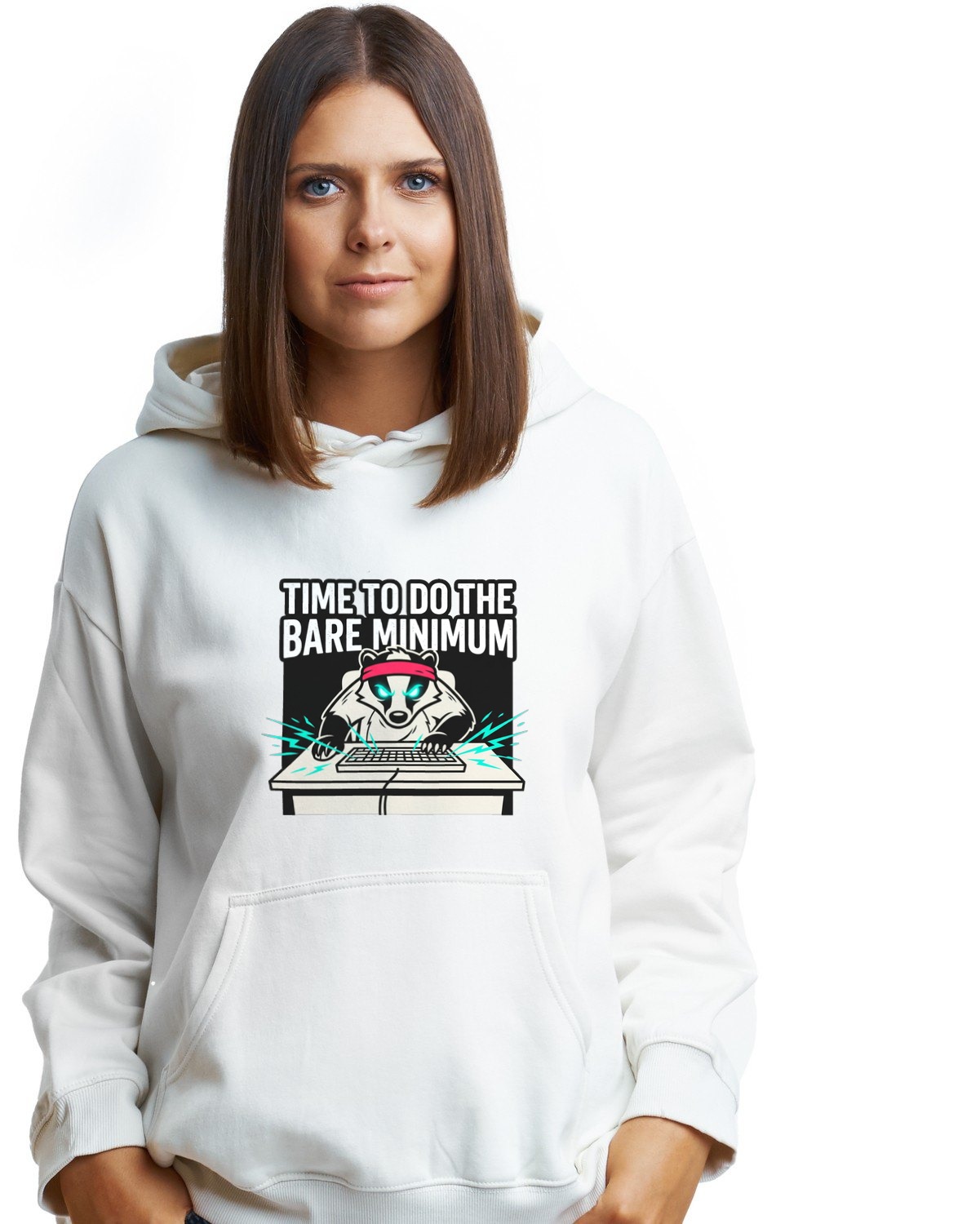 Bare Minimum Lock In Badger Hoodie — lifestyle photo