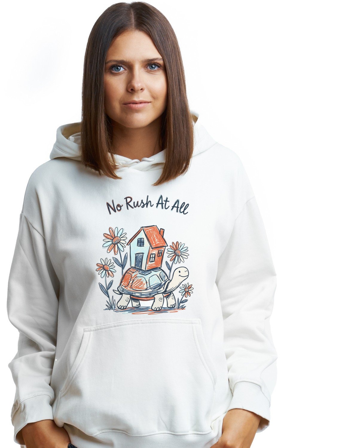 Wobbly Home Slow Living Tortoise Hoodie — lifestyle photo