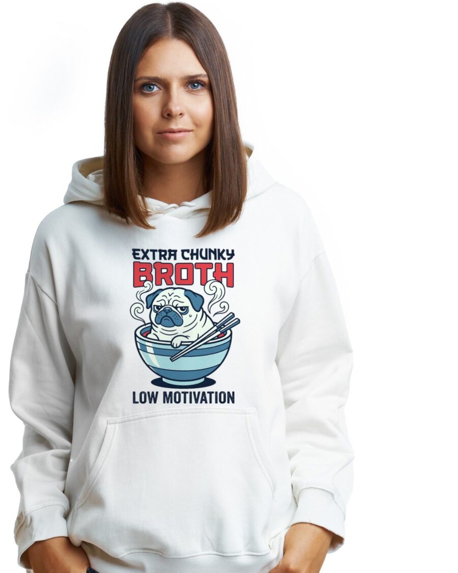 Extra Chunky Pug Ramen Bowl Hoodie — lifestyle photo