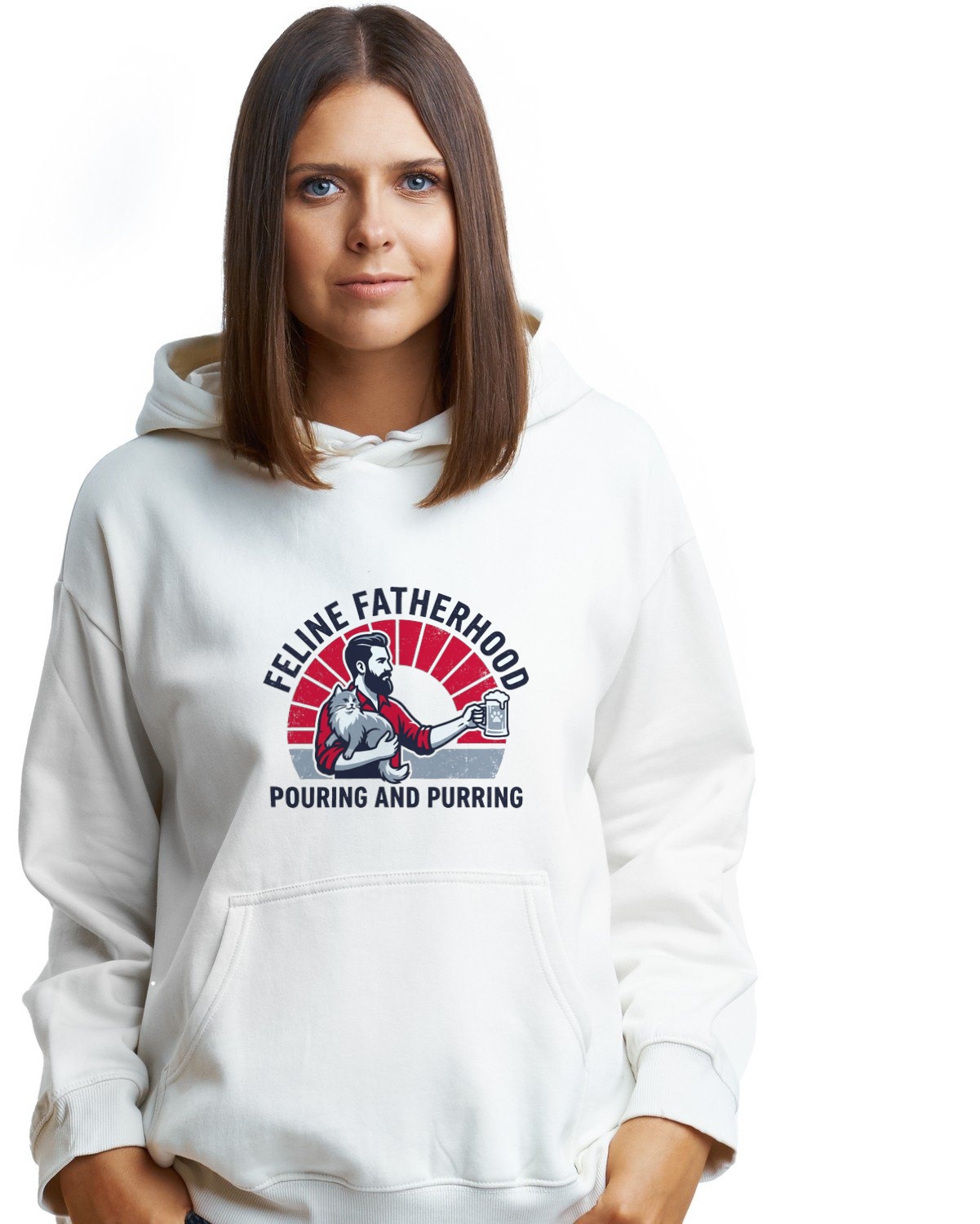 Feline Fatherhood Brewing Co. Hoodie — lifestyle photo