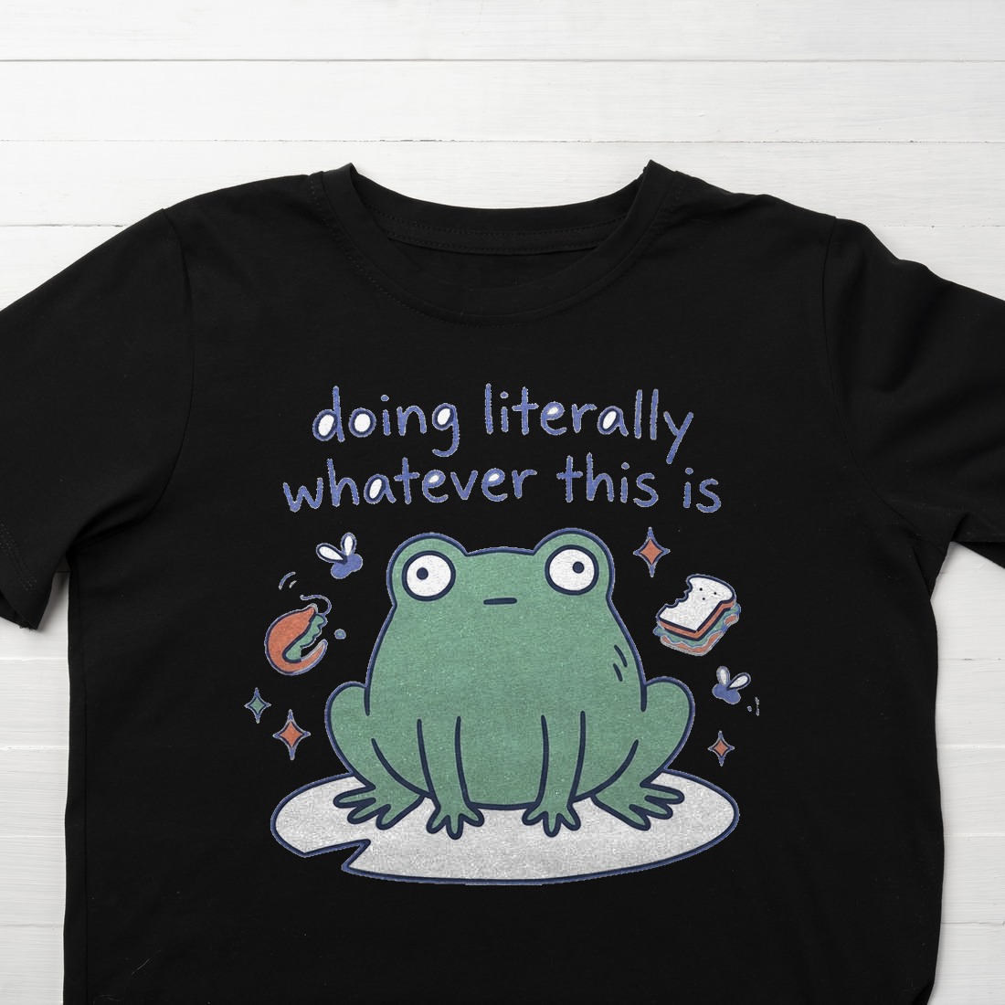 Doing Literally Whatever Blob Frog Kids Tee — lifestyle photo