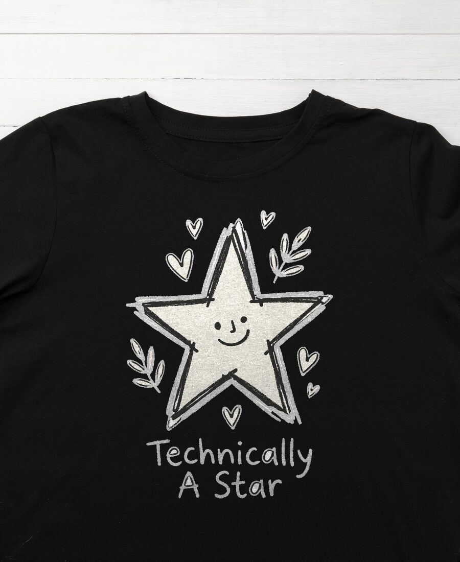 Technically A Star Wobbly Doodle Kids Tee — lifestyle photo