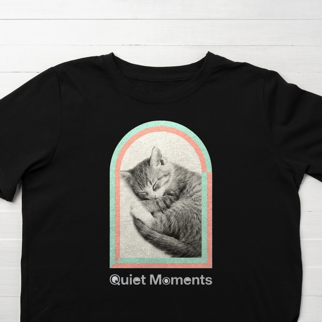 Pastel Window Dreaming Kitten Kids Tee — lifestyle photo