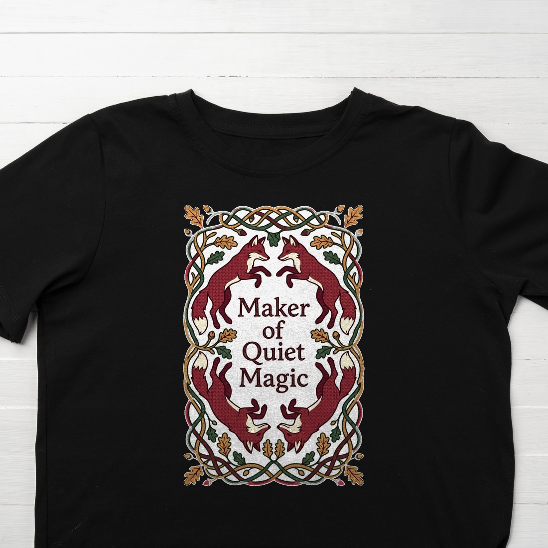 Woven Woods Fox & Flora Tapestry Kids Tee — lifestyle photo