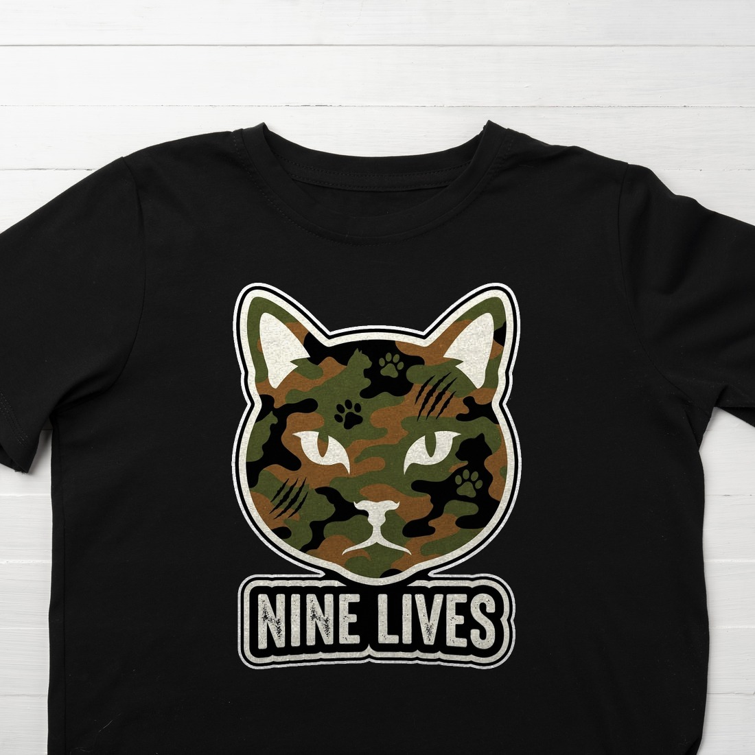 Camo Feline Streetwear Silhouette Kids Tee — lifestyle photo