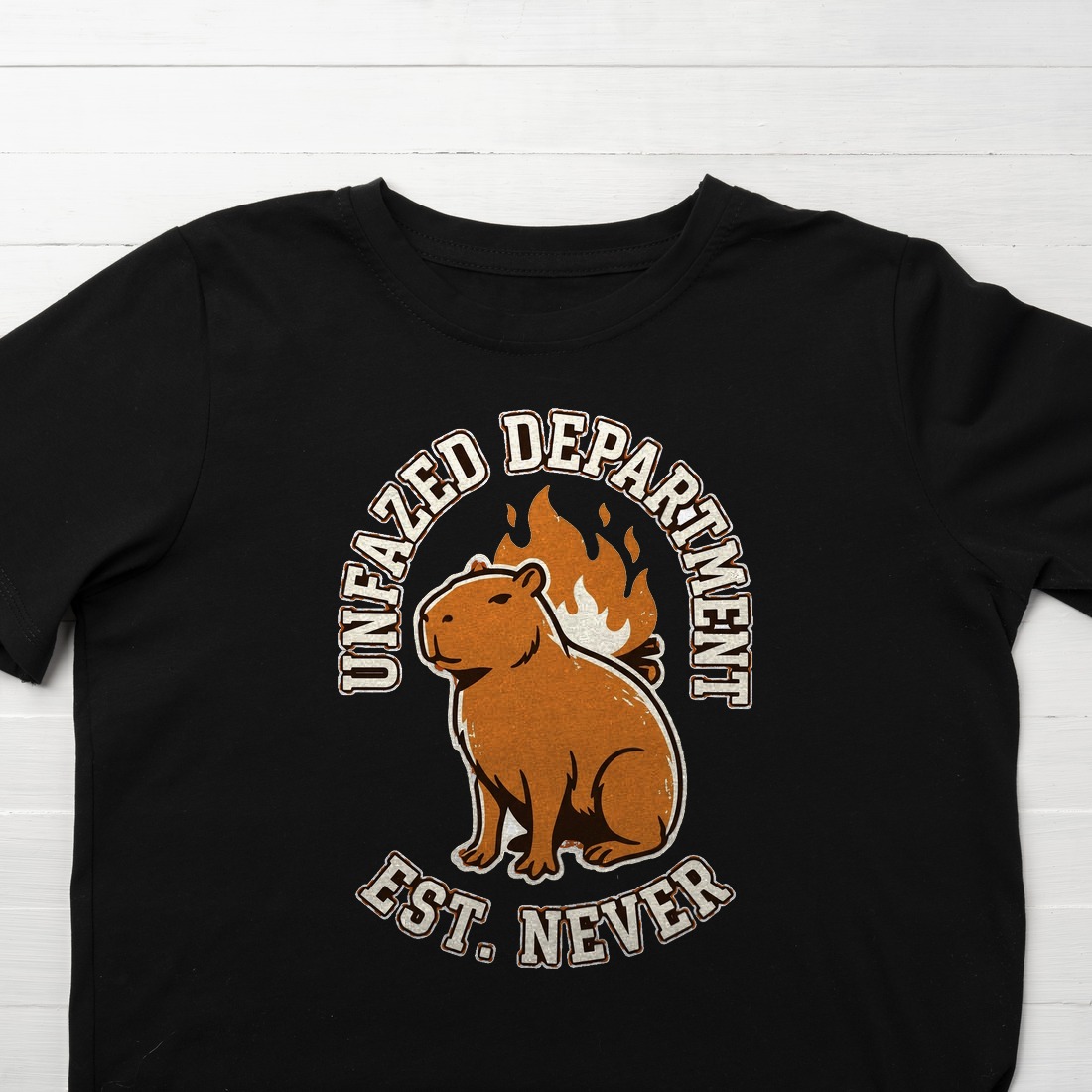 Unfazed Department Capybara Mascot Kids Tee — lifestyle photo