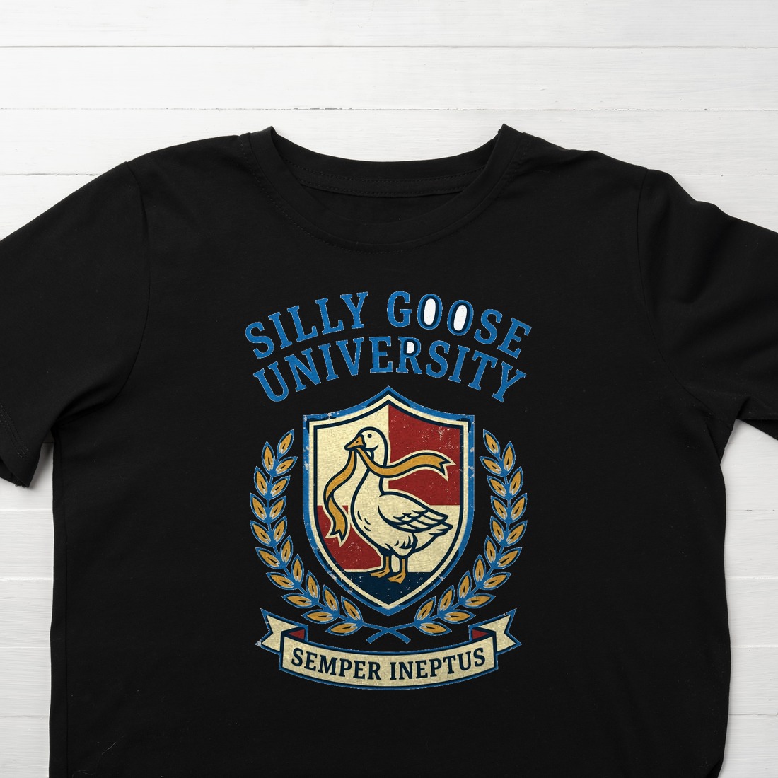 Silly Goose Univ Alumni Crest Kids Tee — lifestyle photo