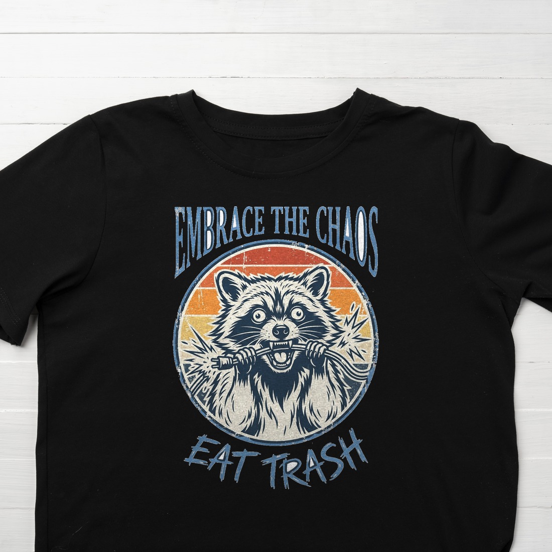 Feral & Free Retro Trash Panda Kids Tee — lifestyle photo