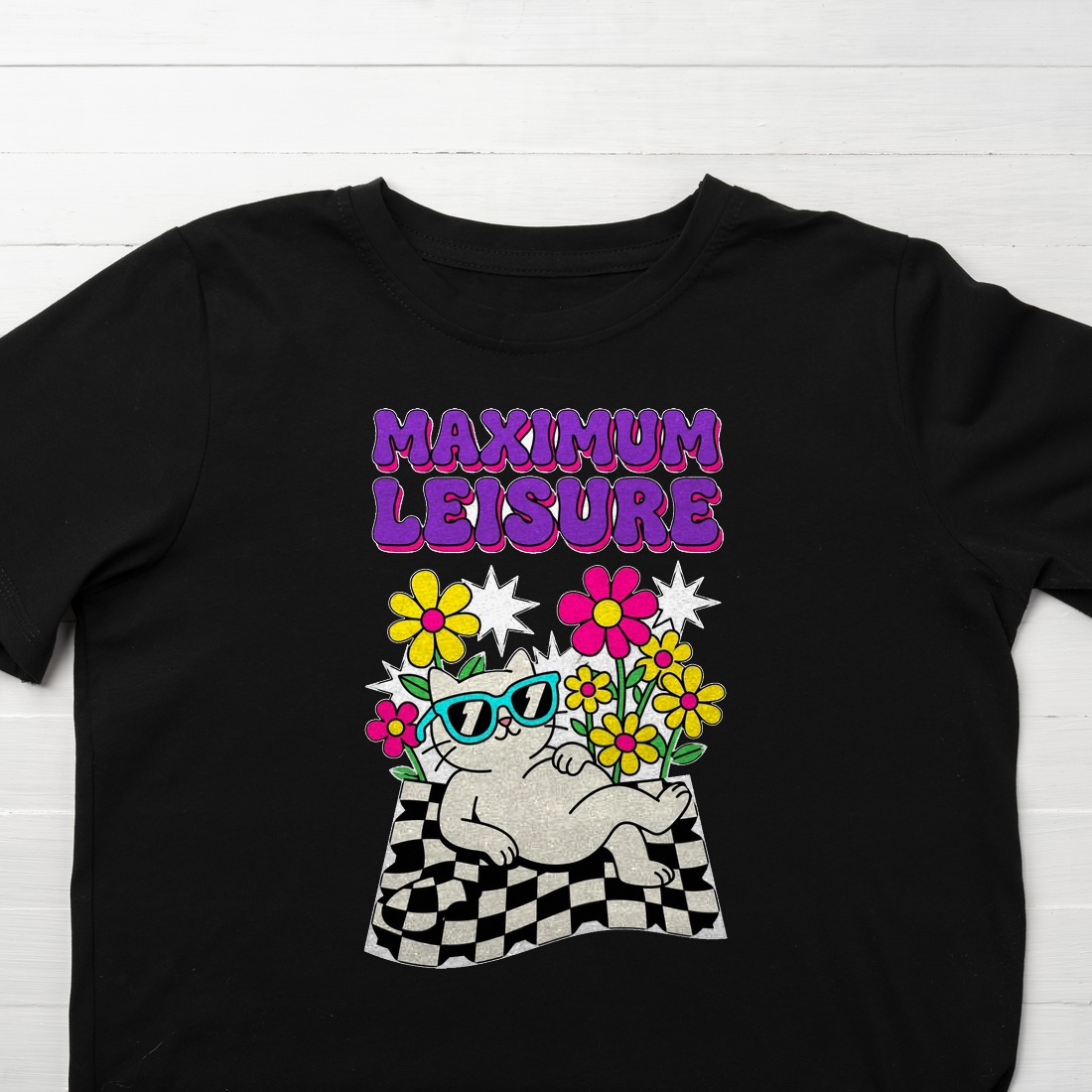 Maximum Leisure Psychedelic Cat Kids Tee — lifestyle photo