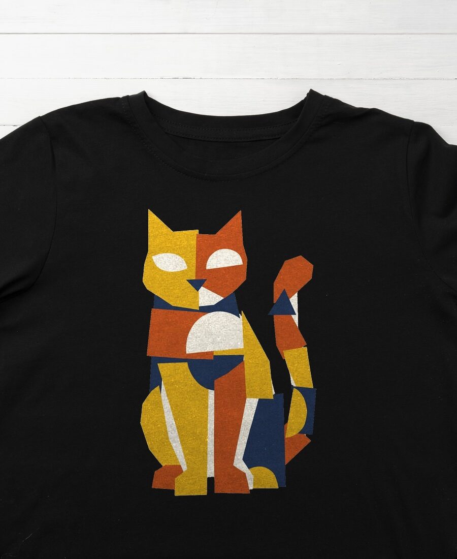 Avant-Garde Paper Cutout Feline Kids Tee — lifestyle photo