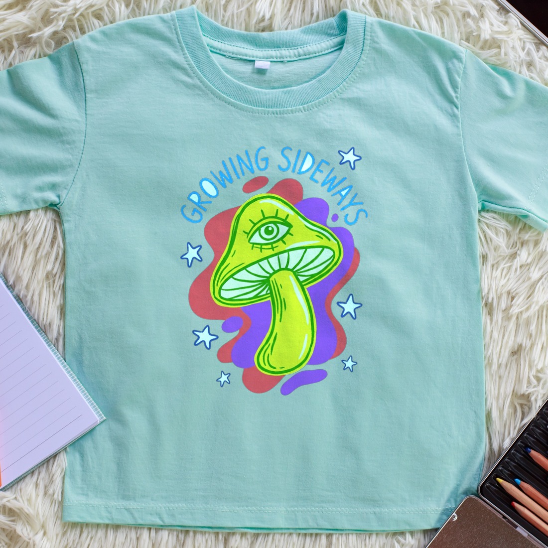 Happy Little Weirdo Mushroom Tee Kids Tee — lifestyle photo