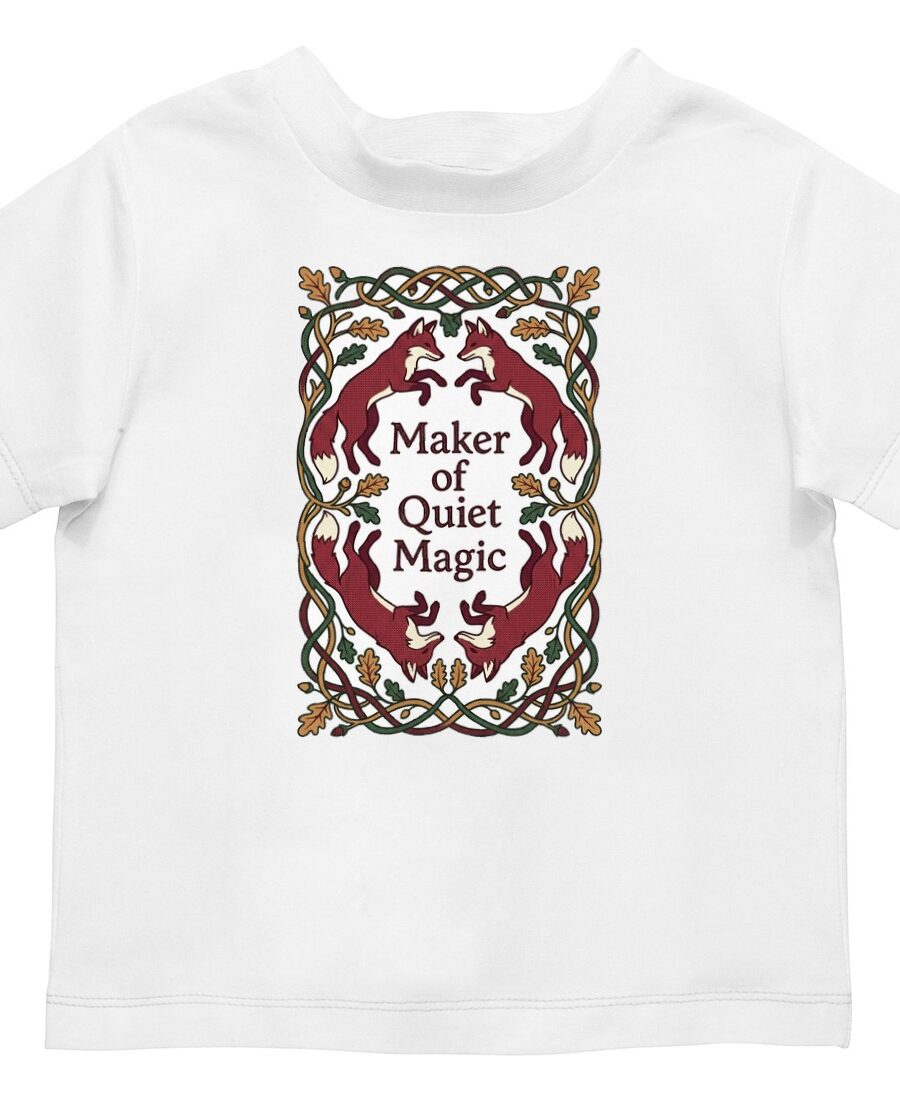 Woven Woods Fox & Flora Tapestry Kids Tee — lifestyle photo