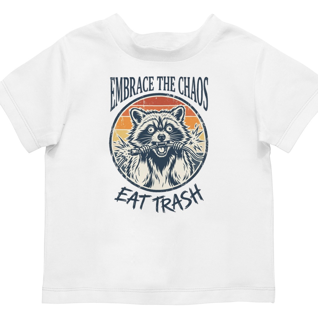 Feral & Free Retro Trash Panda Kids Tee — lifestyle photo