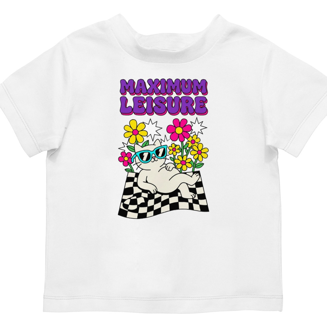 Maximum Leisure Psychedelic Cat Kids Tee — lifestyle photo