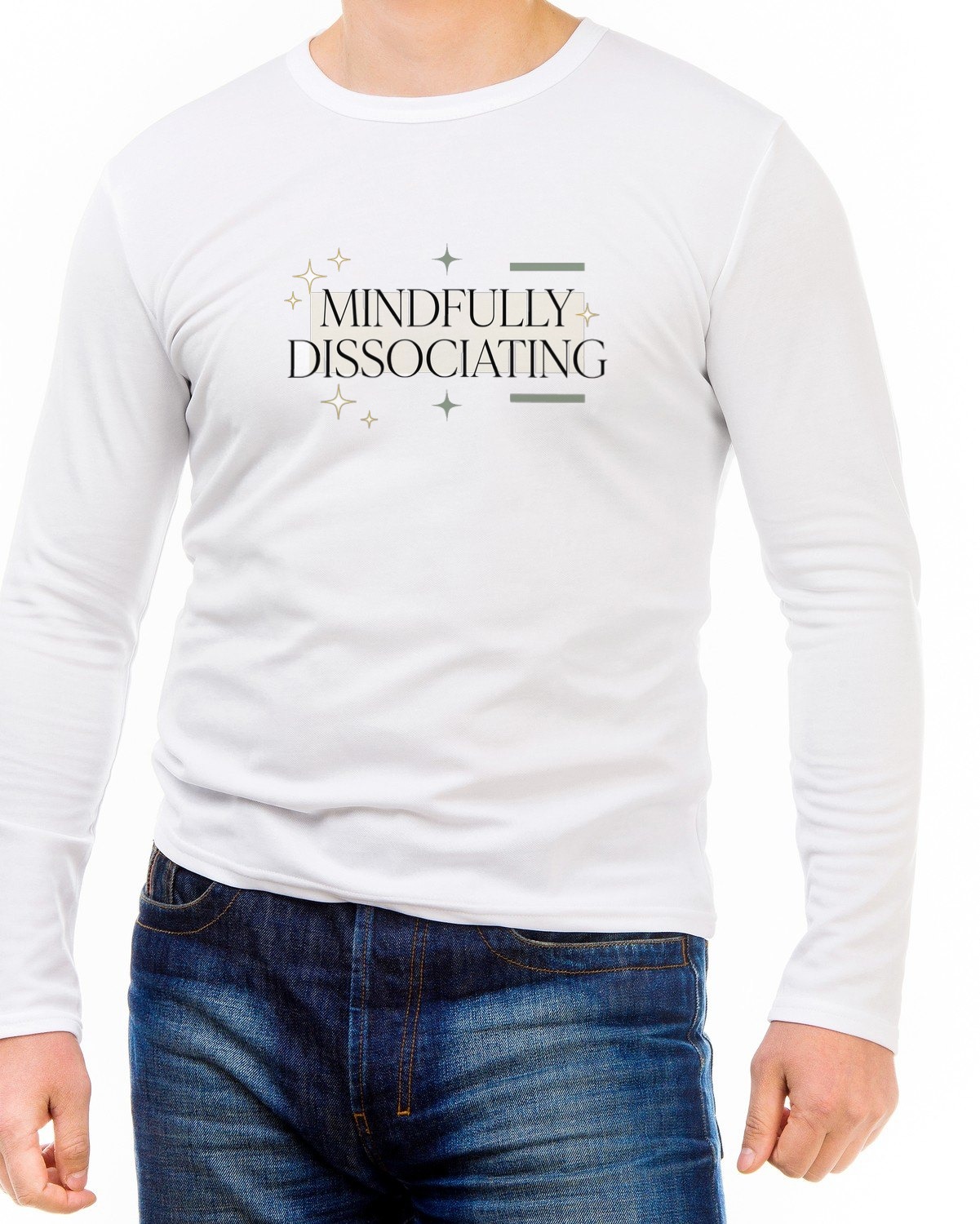 Mindfully Dissociating Sparkle Tee Long Sleeve — lifestyle photo