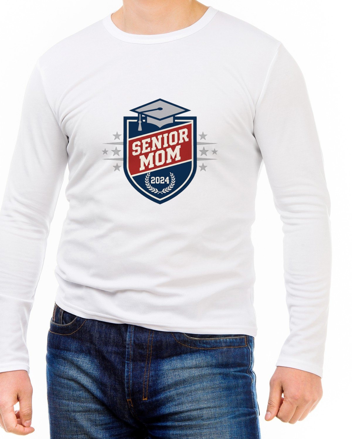 Varsity Crest Senior Mom Edition Long Sleeve — lifestyle photo