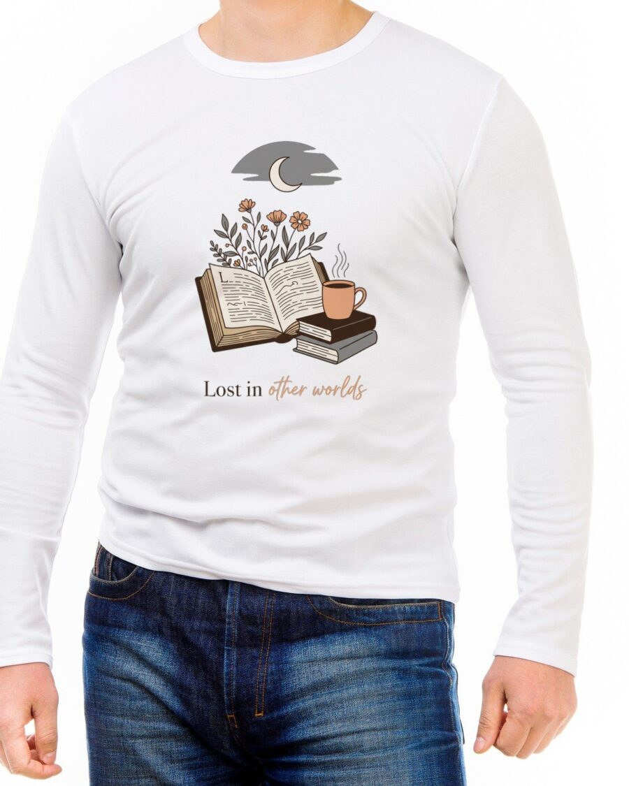 Moonlit Escapism Botanical Book Stack Long Sleeve — lifestyle photo