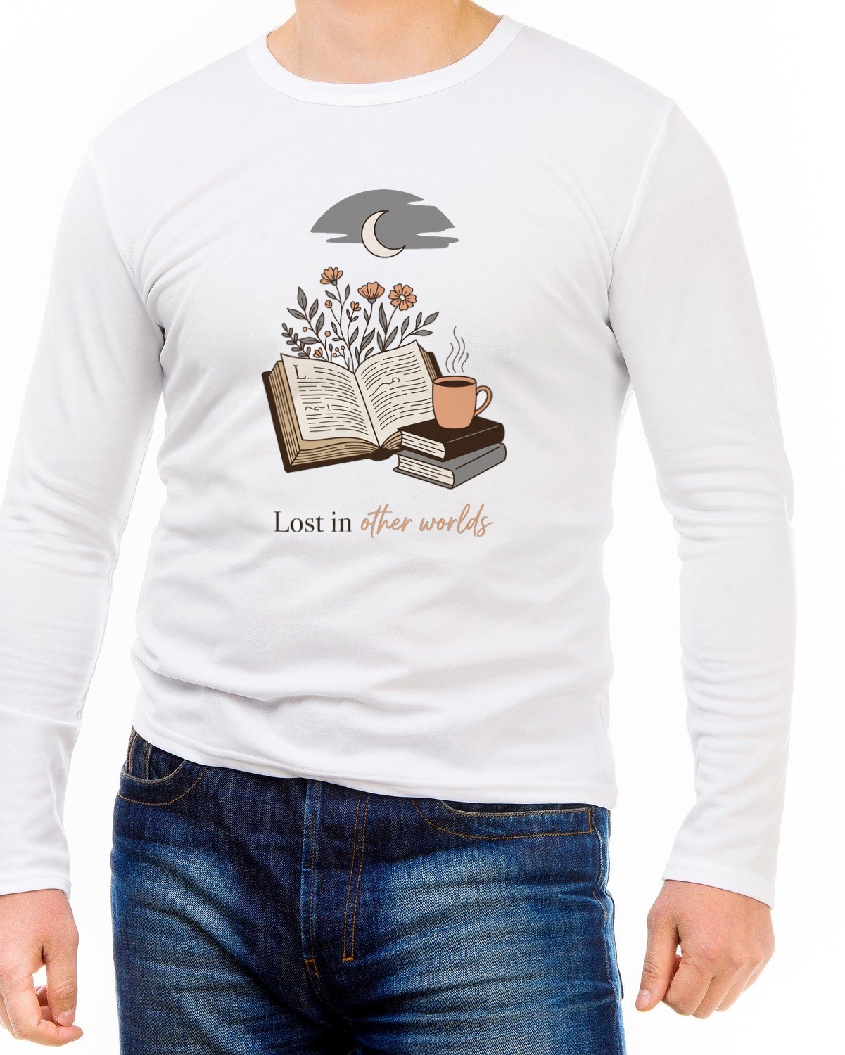 Moonlit Escapism Botanical Book Stack Long Sleeve — lifestyle photo